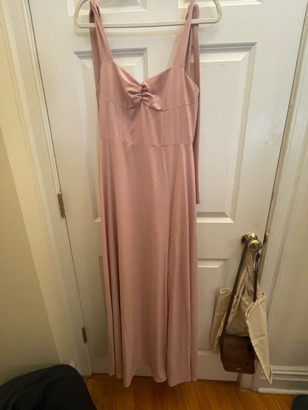 Alexia Admor Blush Pink Maxi Slip Dress with Tie Straps